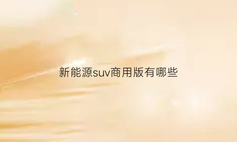 新能源suv商用版有哪些