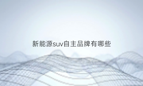 新能源suv自主品牌有哪些(新能源suv自主品牌有哪些牌子)