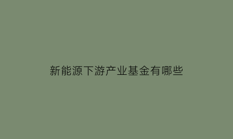 新能源下游产业基金有哪些