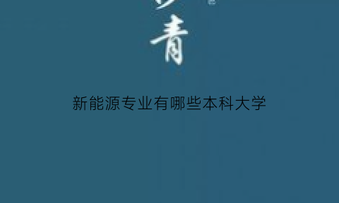 新能源专业有哪些本科大学