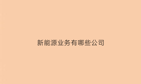 新能源业务有哪些公司(新能源公司主要业务)