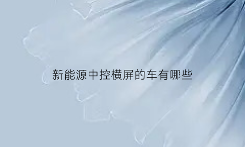 新能源中控横屏的车有哪些