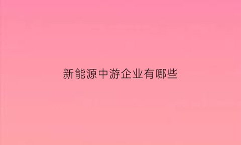 新能源中游企业有哪些