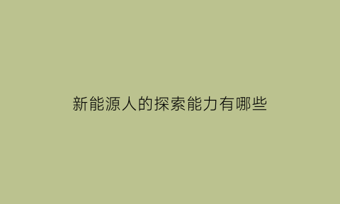 新能源人的探索能力有哪些