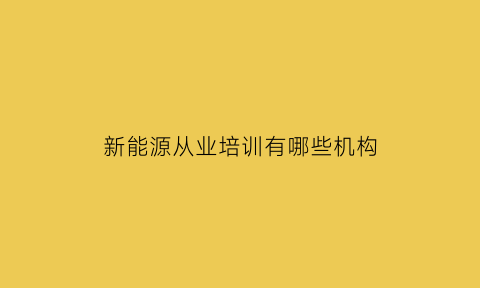 新能源从业培训有哪些机构