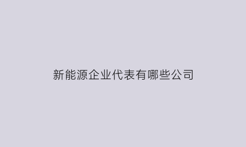 新能源企业代表有哪些公司