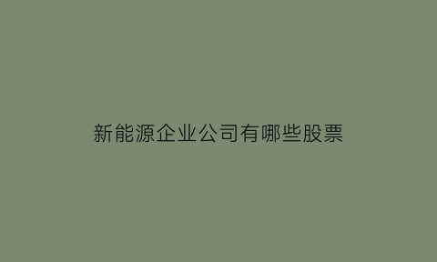 新能源企业公司有哪些股票(新能源公司股票有哪些)