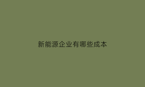 新能源企业有哪些成本(新能源成本核算)