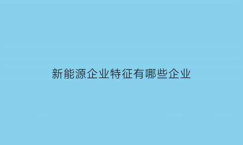 新能源企业特征有哪些企业(新能源企业的定义)