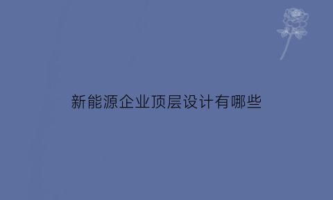 新能源企业顶层设计有哪些(新能源企业顶层设计有哪些内容)