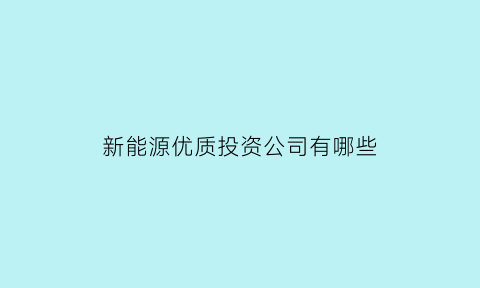 新能源优质投资公司有哪些