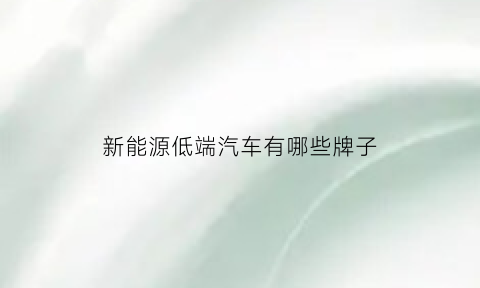 新能源低端汽车有哪些牌子