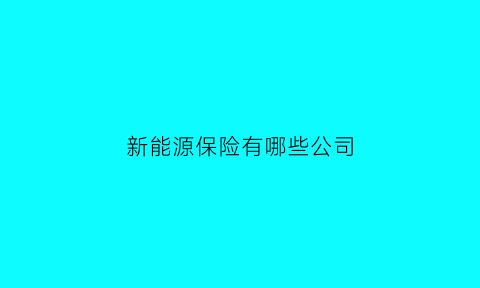 新能源保险有哪些公司(新能源保险价格表)