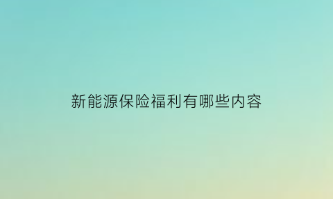 新能源保险福利有哪些内容