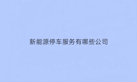 新能源停车服务有哪些公司