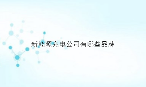 新能源充电公司有哪些品牌