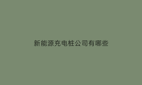 新能源充电桩公司有哪些