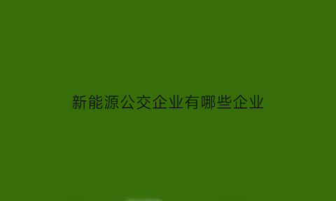 新能源公交企业有哪些企业