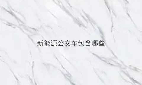 新能源公交车包含哪些(新能源公交车包括哪些)