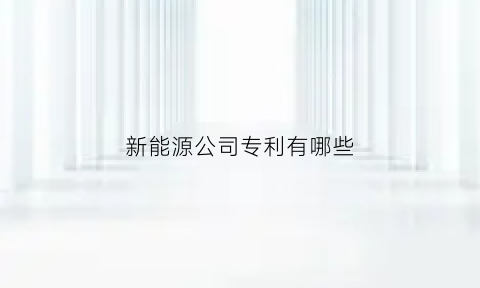 新能源公司专利有哪些