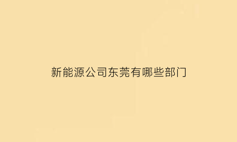 新能源公司东莞有哪些部门