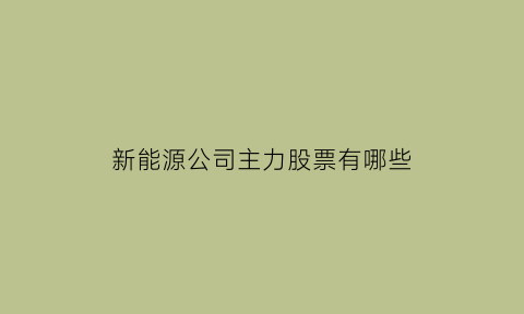 新能源公司主力股票有哪些