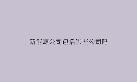 新能源公司包括哪些公司吗