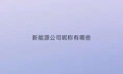 新能源公司昵称有哪些