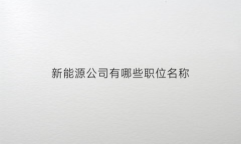 新能源公司有哪些职位名称