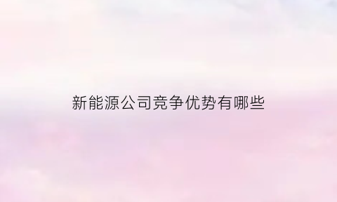 新能源公司竞争优势有哪些(新能源汽车企业竞争力)