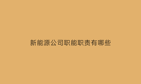 新能源公司职能职责有哪些(新能源公司主要业务)