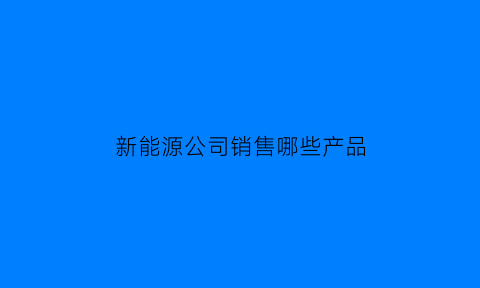 新能源公司销售哪些产品