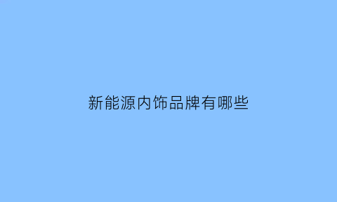 新能源内饰品牌有哪些