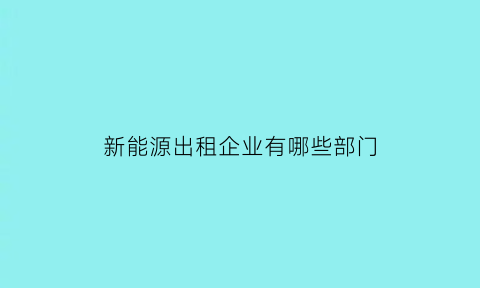 新能源出租企业有哪些部门