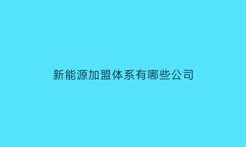 新能源加盟体系有哪些公司