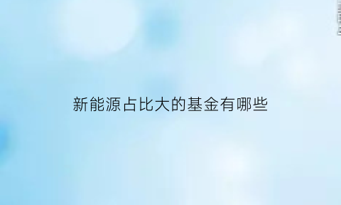 新能源占比大的基金有哪些(新能源占比大的基金有哪些公司)