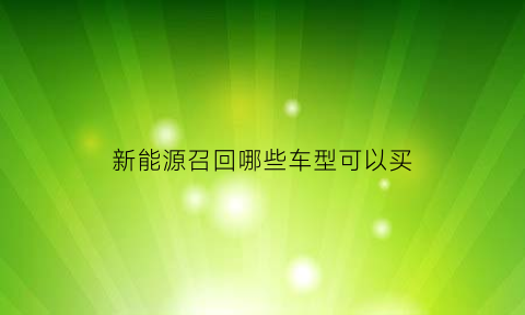 新能源召回哪些车型可以买