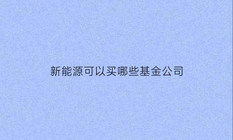 新能源可以买哪些基金公司