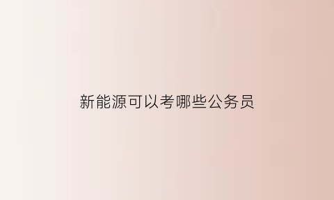 新能源可以考哪些公务员