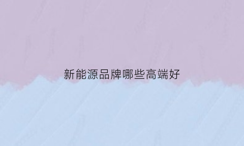 新能源品牌哪些高端好