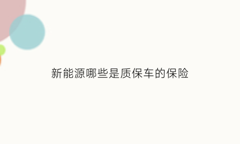 新能源哪些是质保车的保险(新能源汽车这些质保政策你一定要懂)