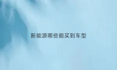 新能源哪些能买到车型