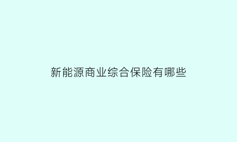 新能源商业综合保险有哪些