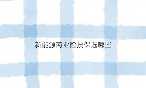 新能源商业险投保选哪些(新能源买什么车险)