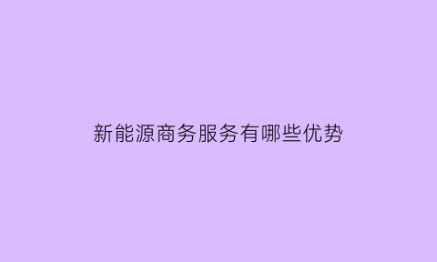 新能源商务服务有哪些优势