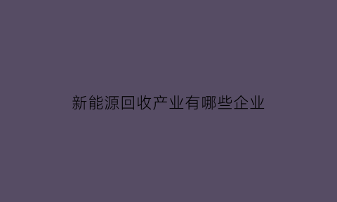 新能源回收产业有哪些企业