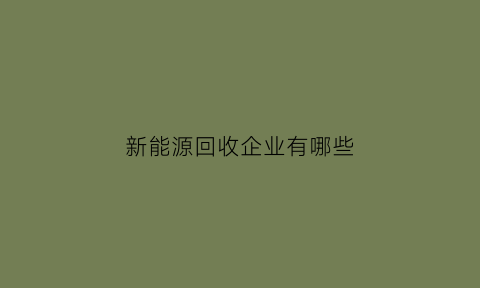 新能源回收企业有哪些