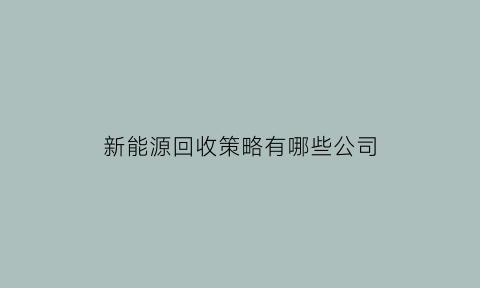 新能源回收策略有哪些公司(新能源回收策略有哪些公司参与)