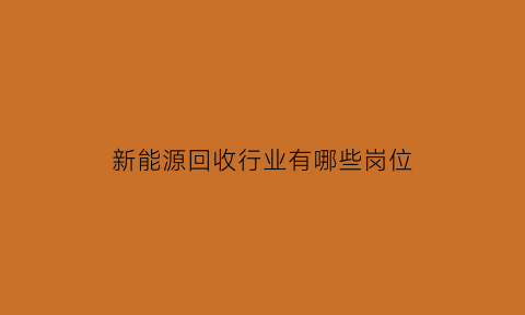 新能源回收行业有哪些岗位(新能源回收行业有哪些岗位工作)