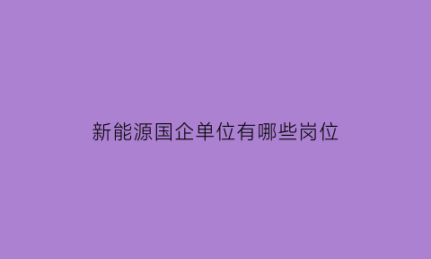 新能源国企单位有哪些岗位